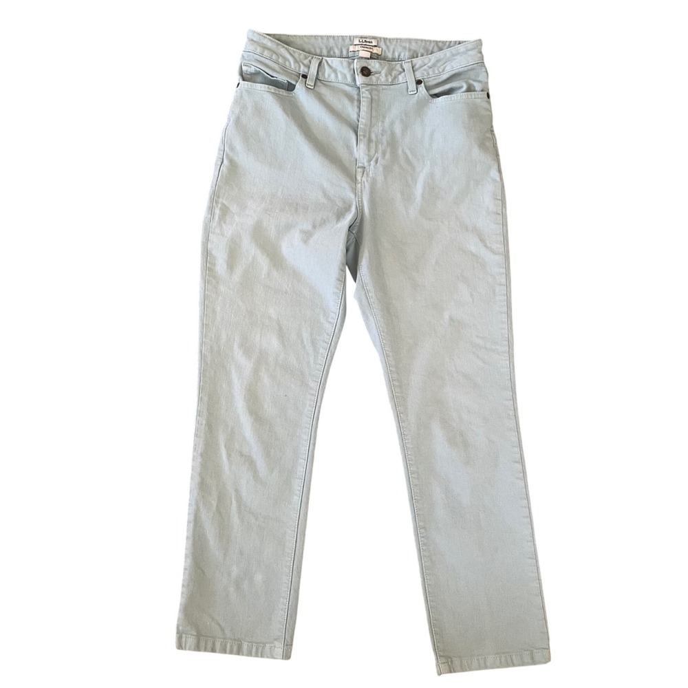 LL Bean Jeans Women 10 Original Fit Light Blue Denim Pant Straight Leg high rise